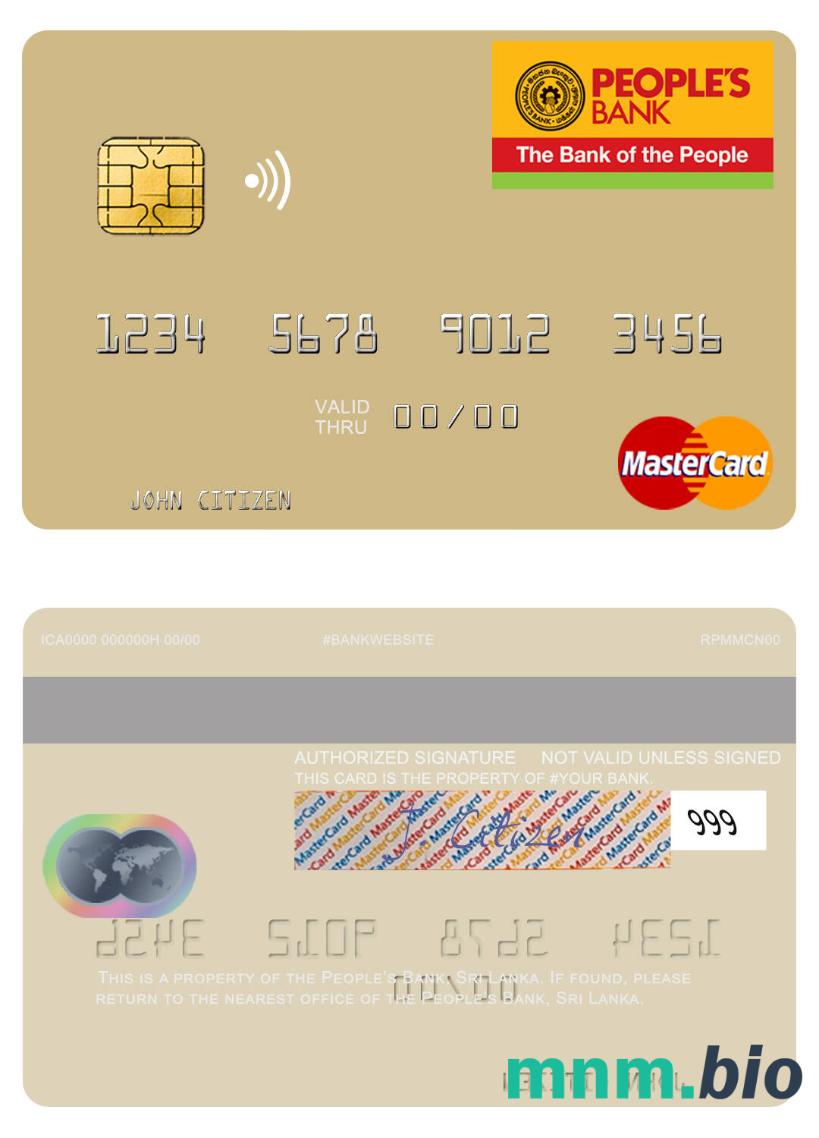 Sri Lanka People’s Bank przykład karty mastercard w formacie PSD